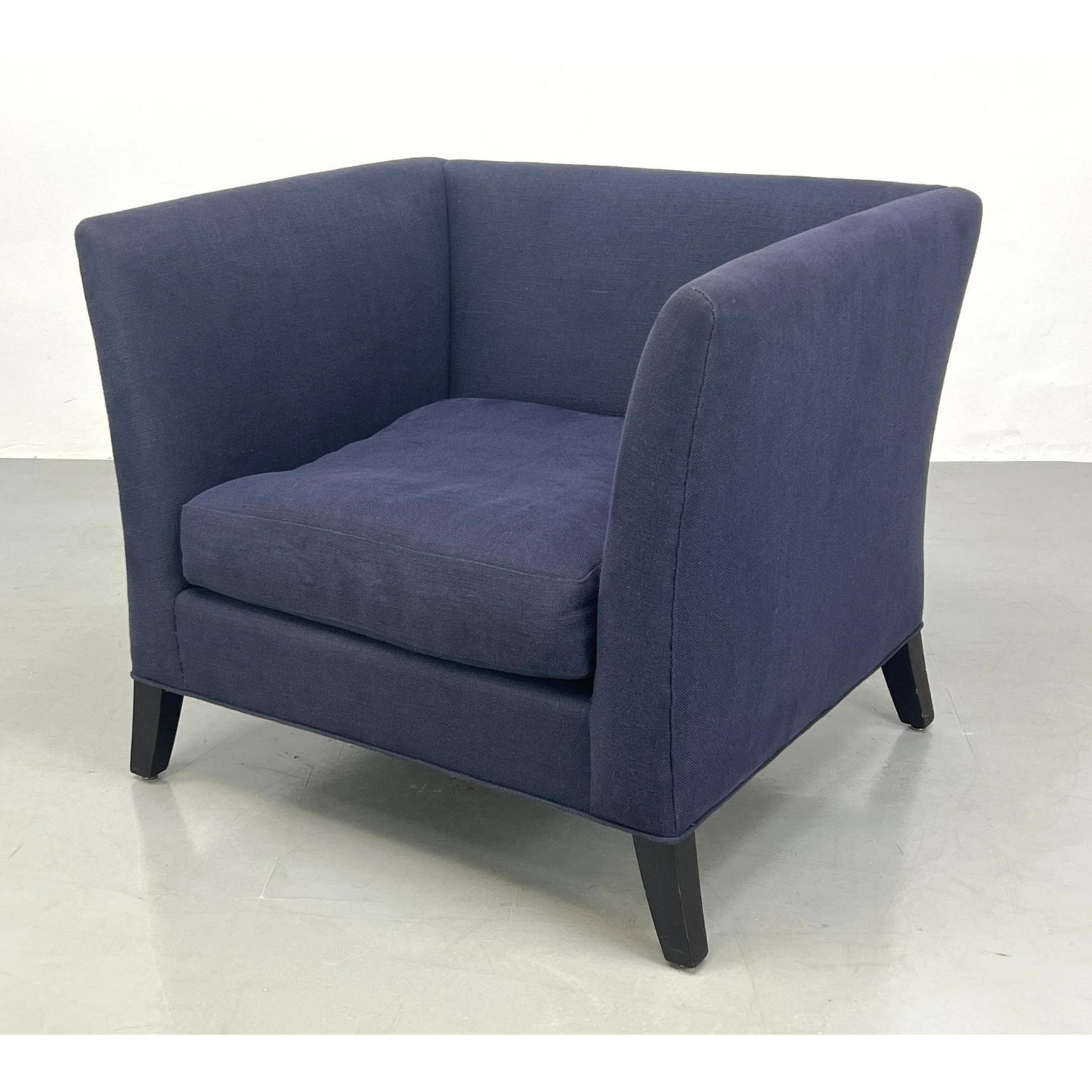 Appraisal: SHELTON MINDEL blue linen upholstered armchair --- Condition Light wear