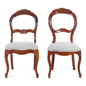 Appraisal: A Pair of Victorian Carved Walnut Side Chairs Second Half