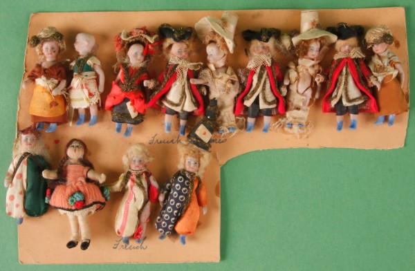 Appraisal: Card of twelve cm all bisque French Lilliputians These dolls