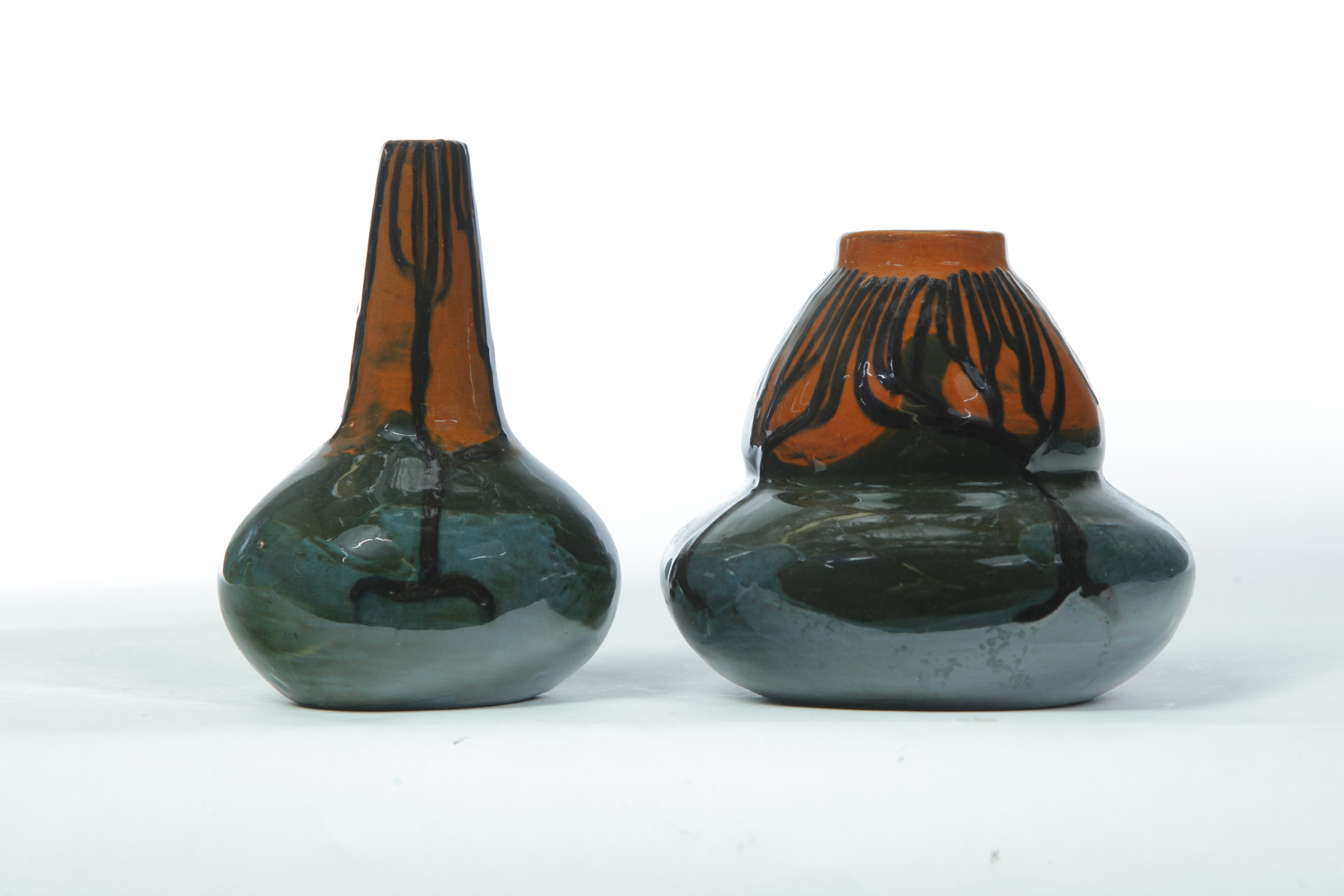 Appraisal: TWO AVON FAIENCE POTTERY VASES Frederick Hurten Rhead incised Avon