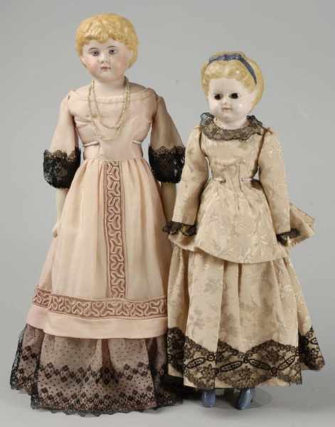 Appraisal: Lot of Early German Child Dolls Description Wax over composition