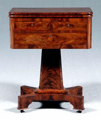 Appraisal: Fine classical fold-over work table highly figured mahogany veneers poplar