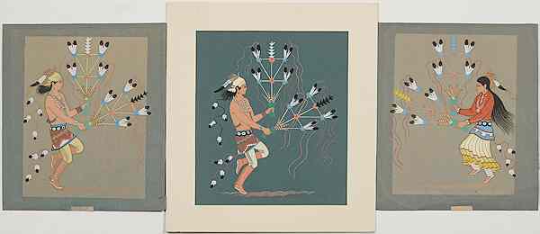 Appraisal: Navajo Harrison Begay Silkscreens lot of including paired ''Feather Dancers''