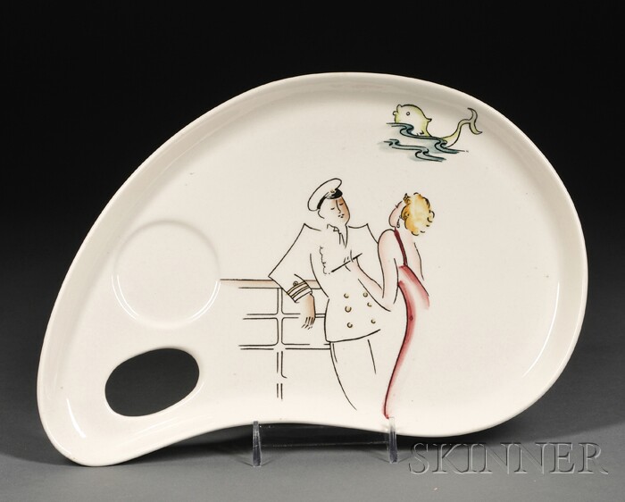 Appraisal: Clarice Cliff Cruiseware Pattern Dessert Plate Art Deco pottery Staffordshire