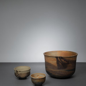 Appraisal: Toshiko Takaezu American - Three Vessels glazed stoneware artists impressed