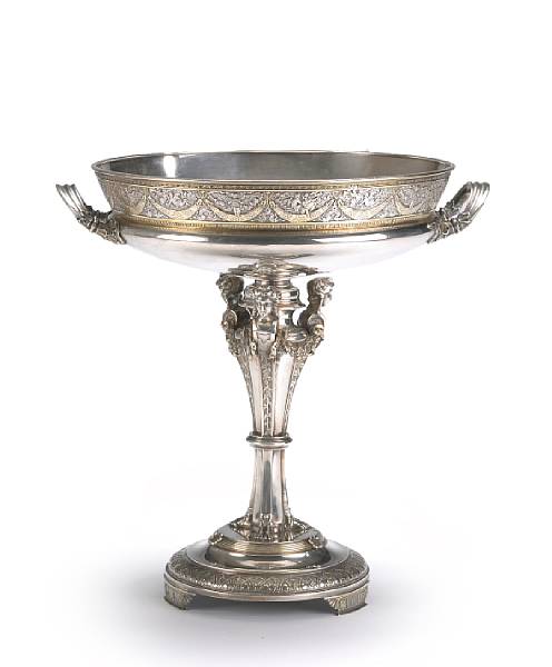 Appraisal: A parcel-gilt sterling dessert stand in the neoclassical tasteGorham Mfg