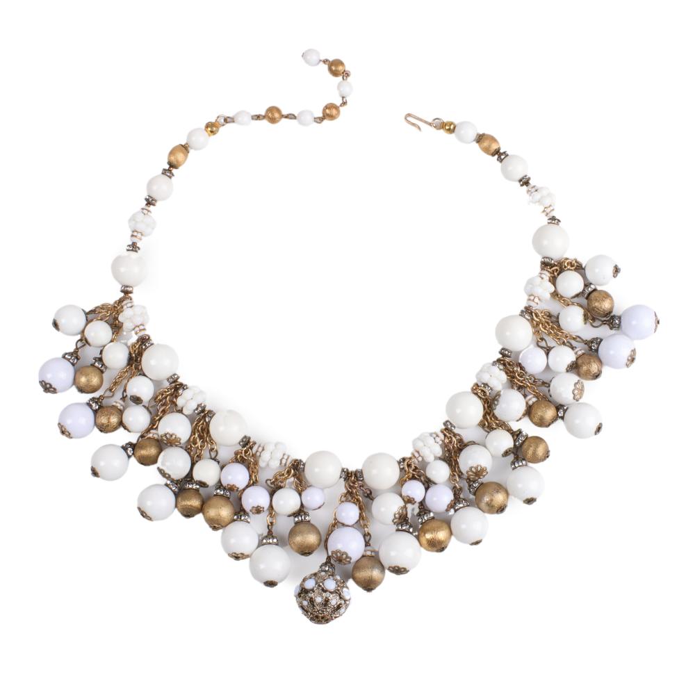 Appraisal: Hobe bauble beaded collar necklace with rondelles chain fringe dangling