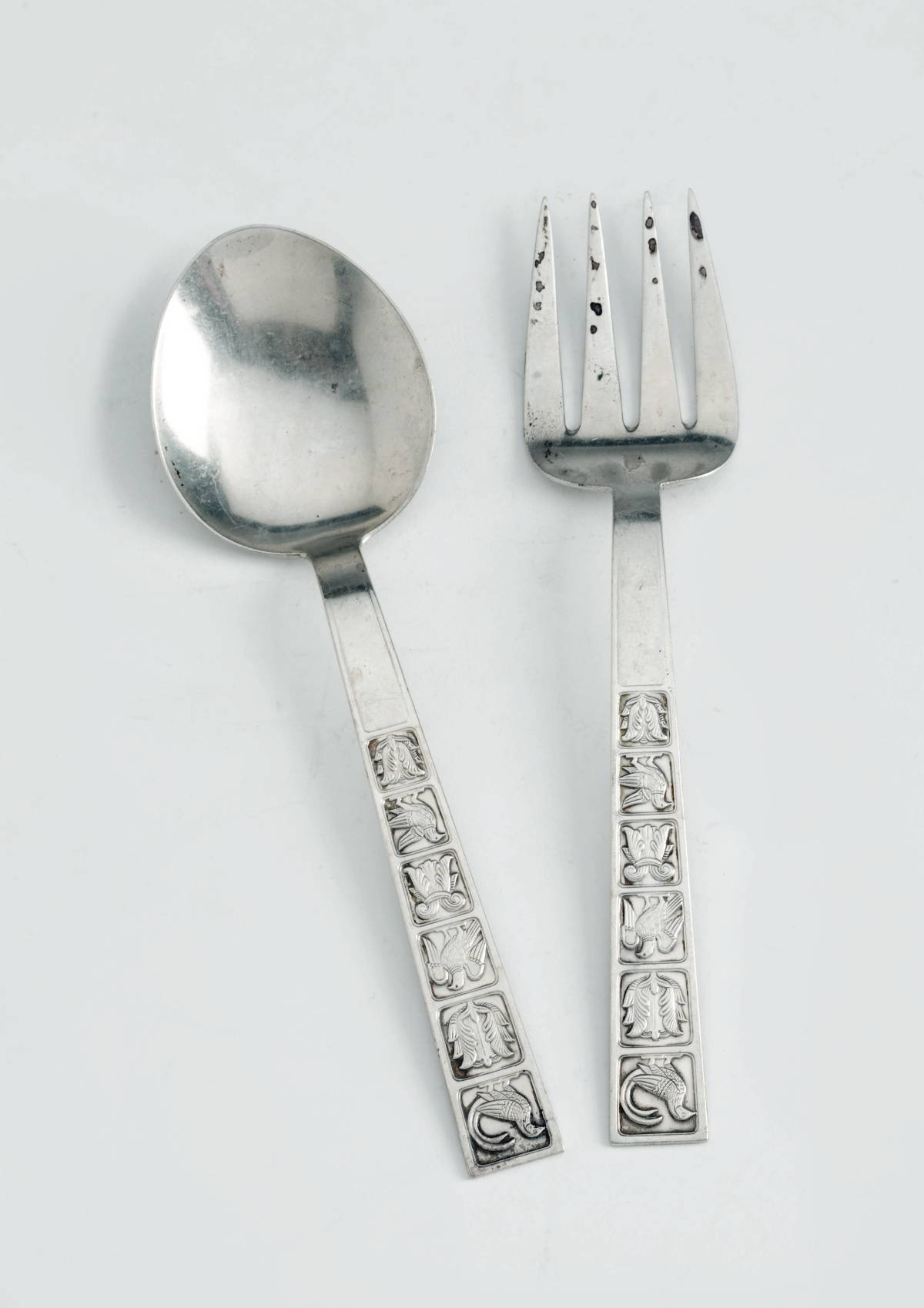 Appraisal: NORWEGIAN SILVER SALAD FORK AND SPOON DAVID-ANDERSEN OSLO EARLY TWENTIETH