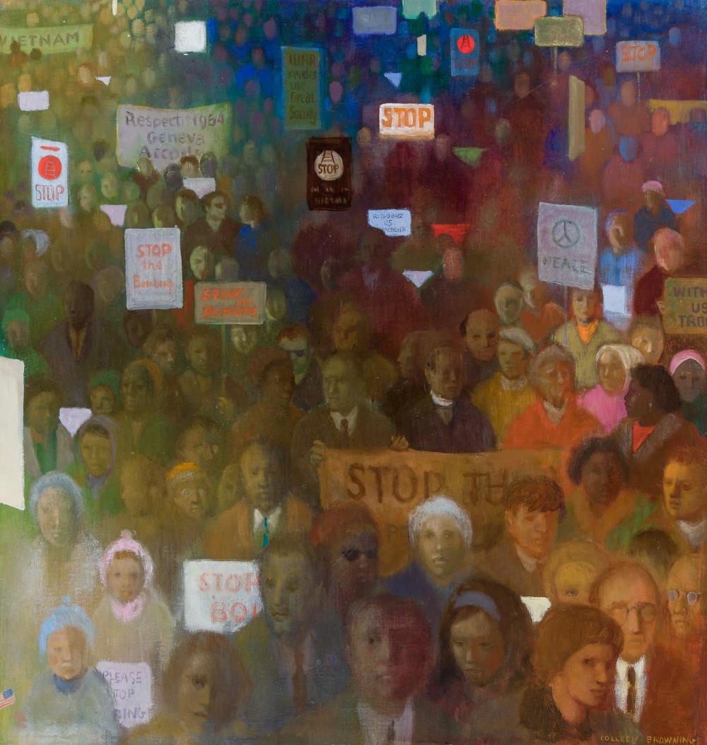 Appraisal: COLLEEN BROWNING American Irish - Protest Parade oil on canvas