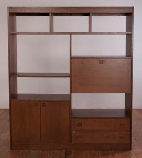 Appraisal: Mid-century modern design teak room divider open bookcase wall unit