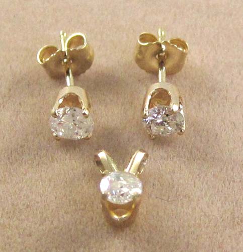 Appraisal: THREE ARTICLES OF DIAMOND JEWELRY including a pair of diamond