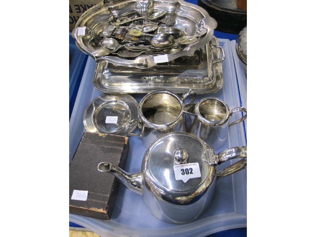 Appraisal: Tray lot of EP - hotelware basket tureen etc