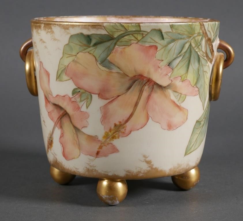 Appraisal: KPM porcelain footed vase with hand painted floral motif with