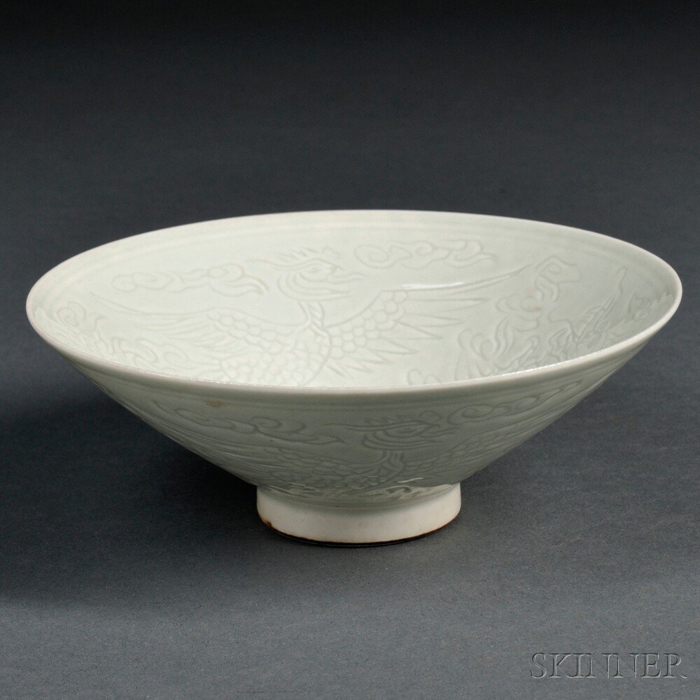 Appraisal: Two Porcelain Items China th century a ding-style bowl depicting