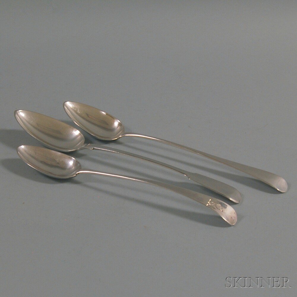 Appraisal: Three Georgian Silver Stuffing Spoons with marks for London maker's