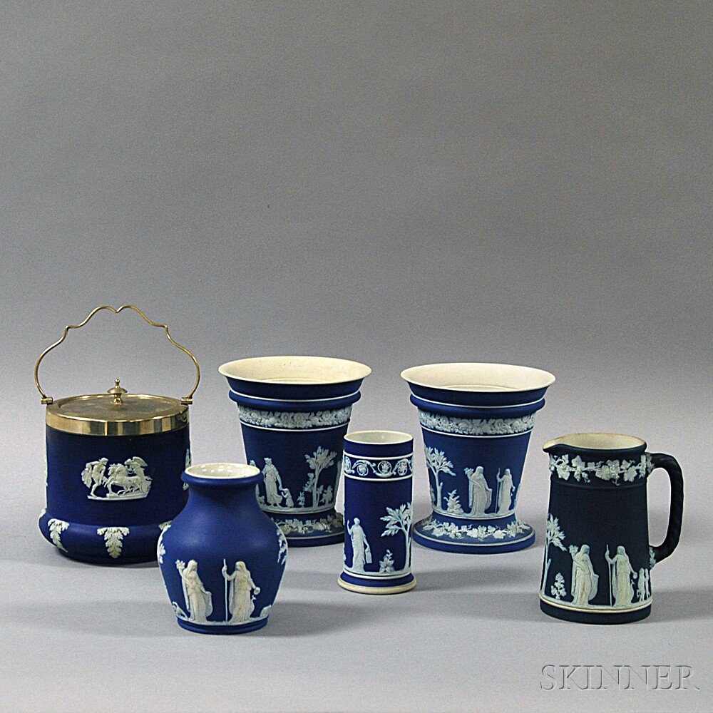 Appraisal: Six Wedgwood Dark Blue Jasper Items th and th century