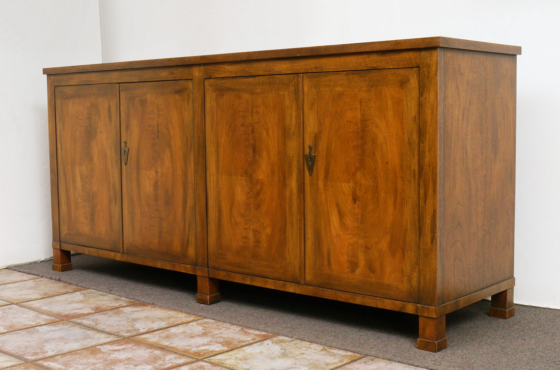 Appraisal: BAKER FURNITURE SIDEBOARD CREDENZA door sideboard with bookmatched burl veneer