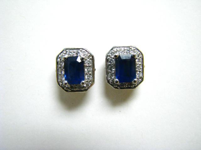 Appraisal: Pair of K white gold sapphire and diamond earrings with