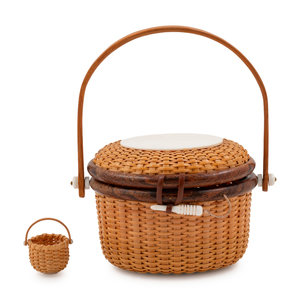 Appraisal: Two Nantucket Baskets by Paul Willer Circa comprising a covered