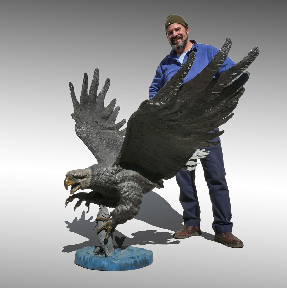 Appraisal: LIFESIZE PATINATED AMERICAN BALD EAGLE BRONZE Approx '' at its