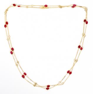 Appraisal: CT NATURAL RUBY AND DIAMOND YARD NECKLACE CT NATURAL RUBY