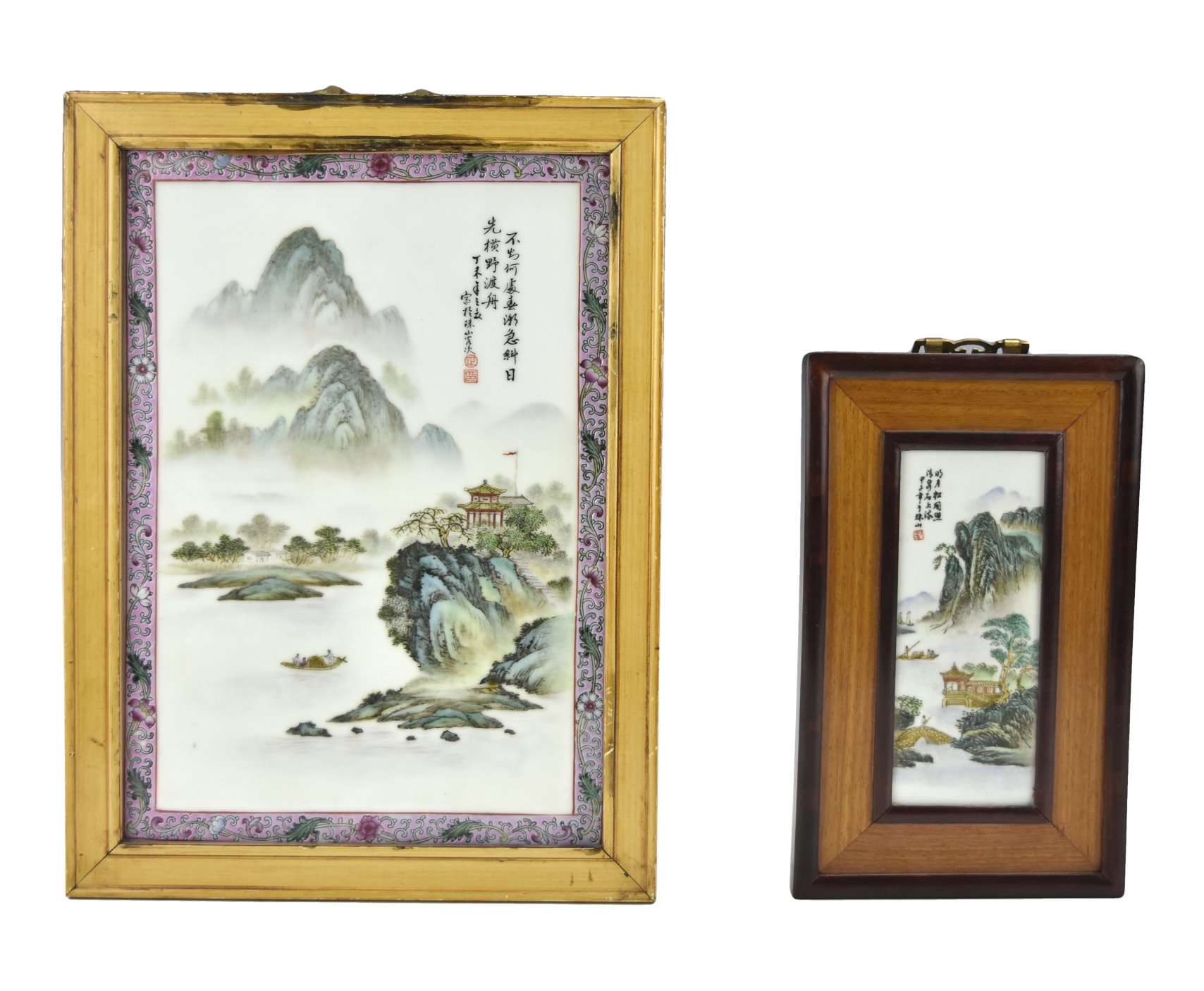 Appraisal: Chinese ROC Period porcelain plaque depicting beautiful landscape with lake