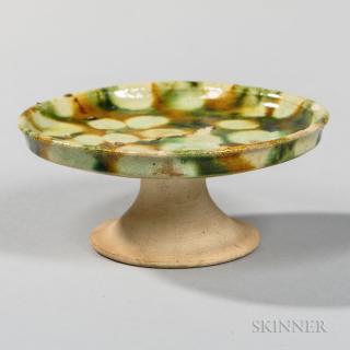 Appraisal: Sancai -glazed Pottery Footed Dish Sancai-glazed Pottery Footed Dish China