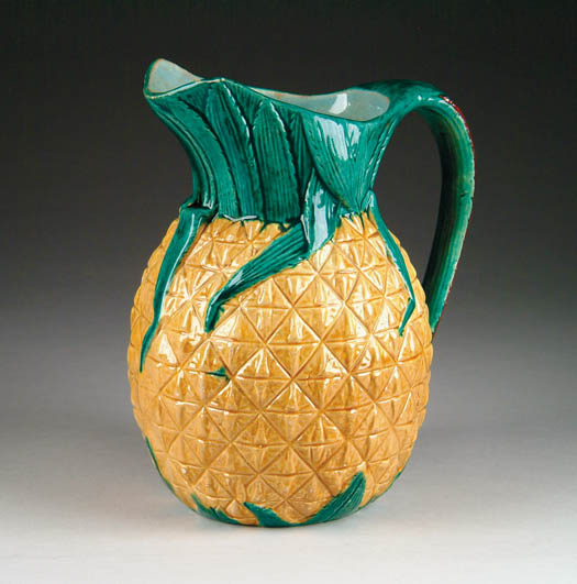 Appraisal: MAJOLICA PINEAPPLE PITCHER Pineapple shaped pitcher in yellow green and