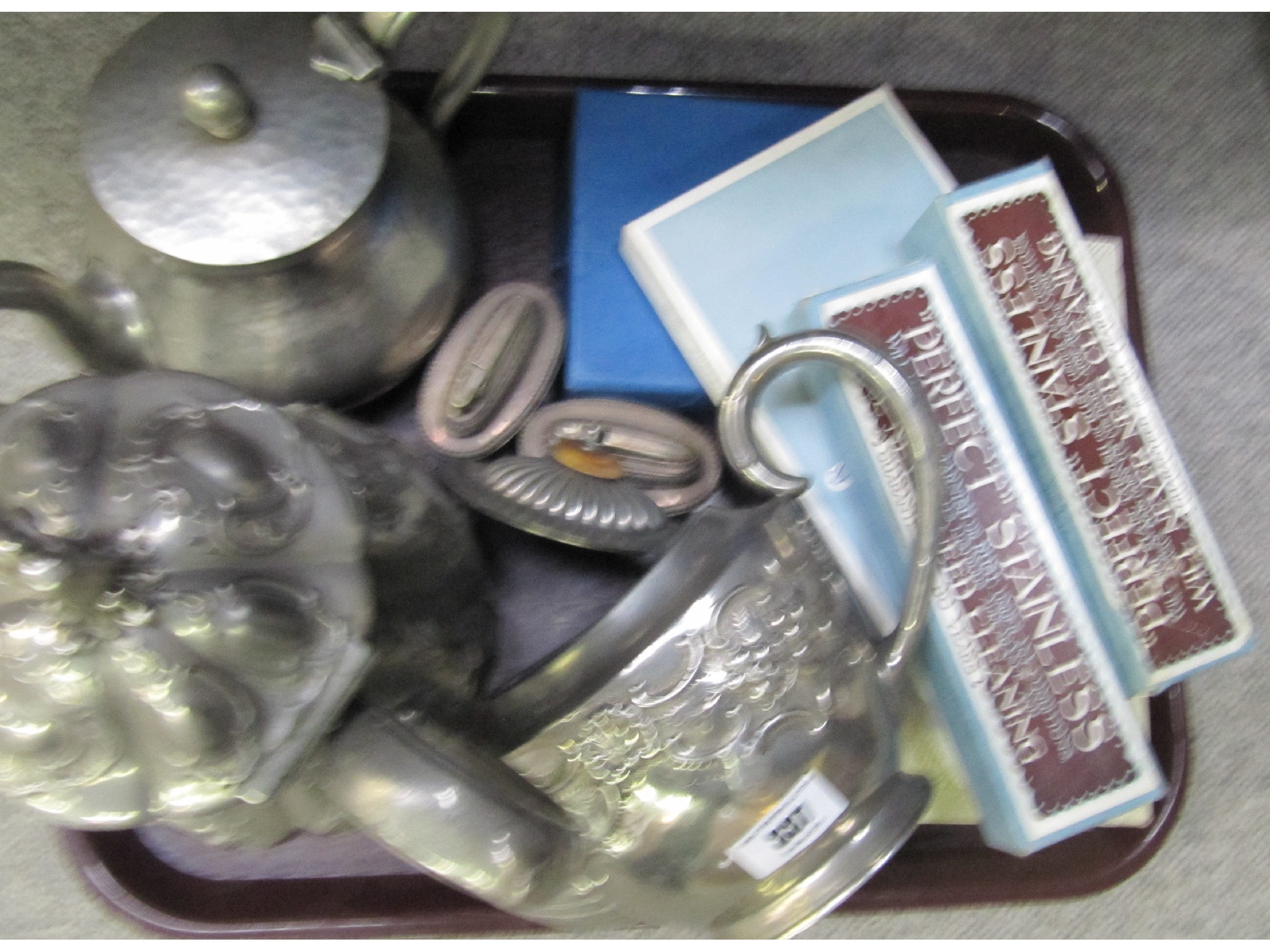 Appraisal: A tray lot of EP - tea and coffee pot