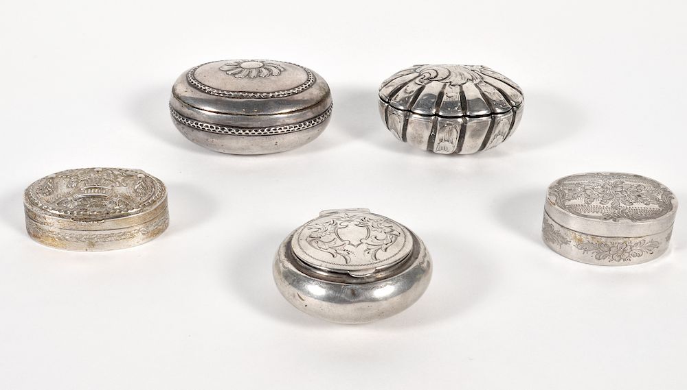 Appraisal: Lot of Antique German Silver Snuff Boxes Grouping of German