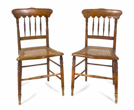 Appraisal: A Pair of American Maple Side Chairs each having shaped