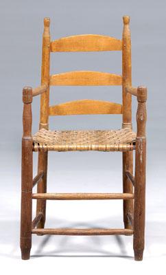 Appraisal: Early American ladder back armchair ash maple and other mixed