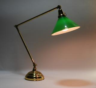 Appraisal: American Emeralite Cantilever Brass Desk Lamp UNITED STATES TH CENTURY