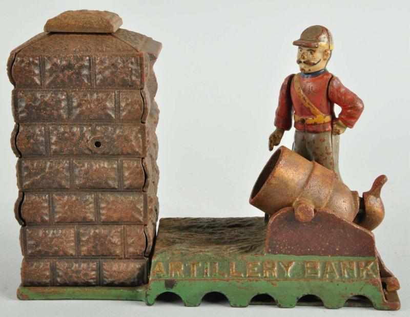 Appraisal: Cast Iron Confederate Artillery Mechanical Bank Description Manufactured by J