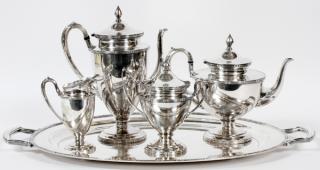 Appraisal: ELECTROPLATE SILVER TEA COFFEE SET W TRAY ELECTROPLATE SILVER TEA