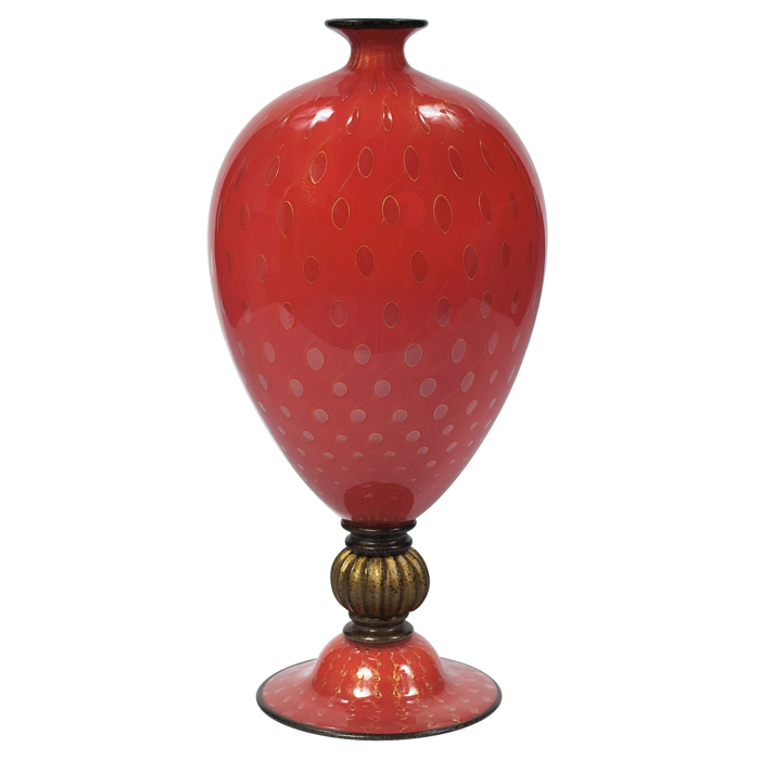 Appraisal: Murano glass vase Italy large form in red glass with