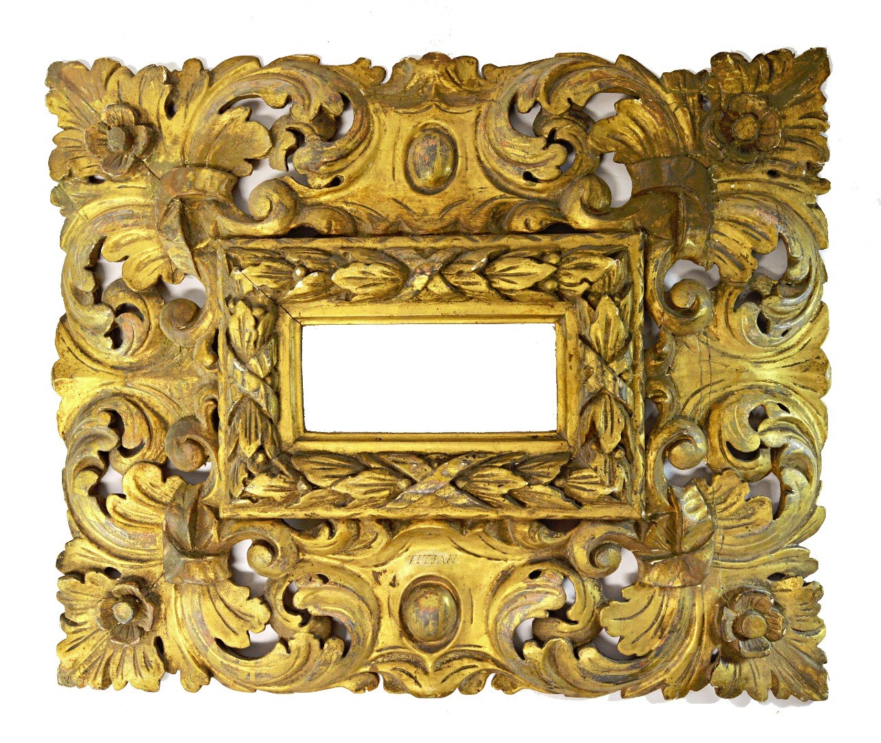 Appraisal: A th century European profusely carved gilt picture frame cm