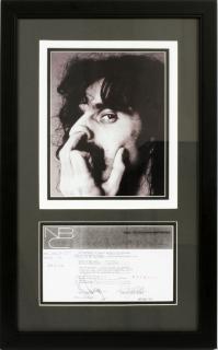 Appraisal: FRANK ZAPPA SIGNED TELEVISION CONTRACT PHOTO FRANK ZAPPA ROCK SINGER