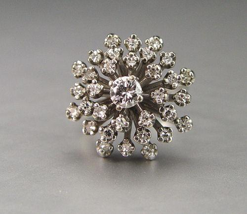 Appraisal: CTW DIAMOND CLUSTER RING K white gold ring contains one