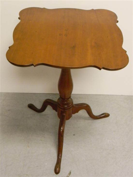 Appraisal: Candlestand American late th C top with rounded corners and