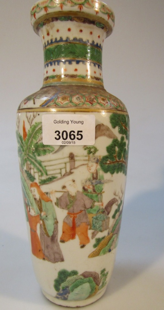 Appraisal: A Chinese Qing period famille vert vase the shouldered body