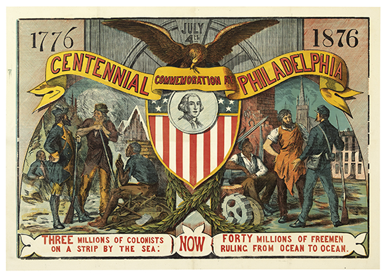 Appraisal: DESIGNER UNKNOWN CENTENNIAL COMMEMORATION AT PHILADELPHIA Color woodcut poster x