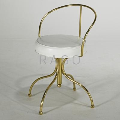 Appraisal: CHARLES HOLLIS JONES Vanity stool California s Brass and vinyl