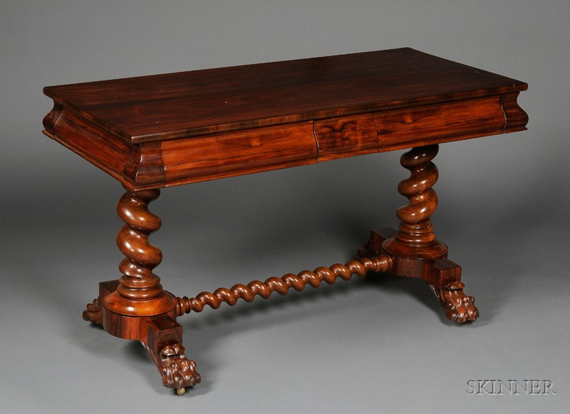 Appraisal: Victorian Rosewood Sofa Table c rectangular top above a molded