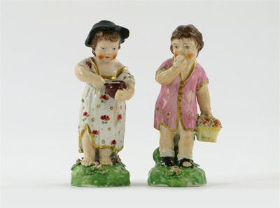 Appraisal: A small pair of Derby children a small boy with