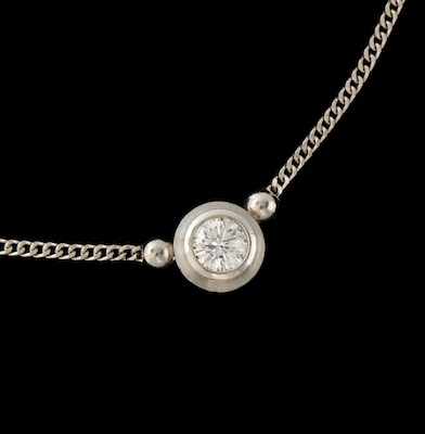 Appraisal: A Ladies' Platinum and Diamond Solitaire Slider Necklace Platinum chain