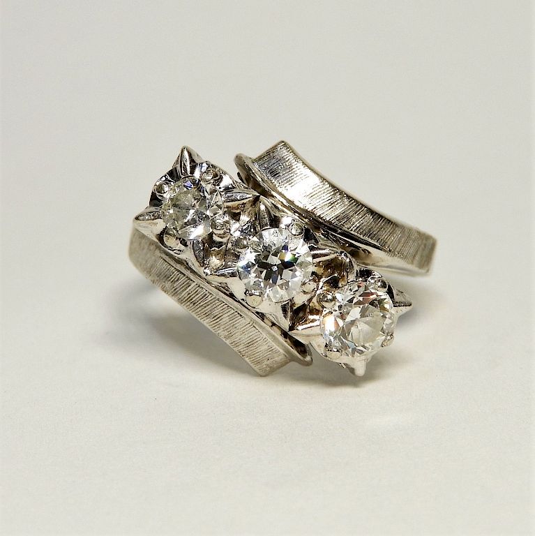 Appraisal: FINE KT White Gold Diamond Trio Ring th Century Three