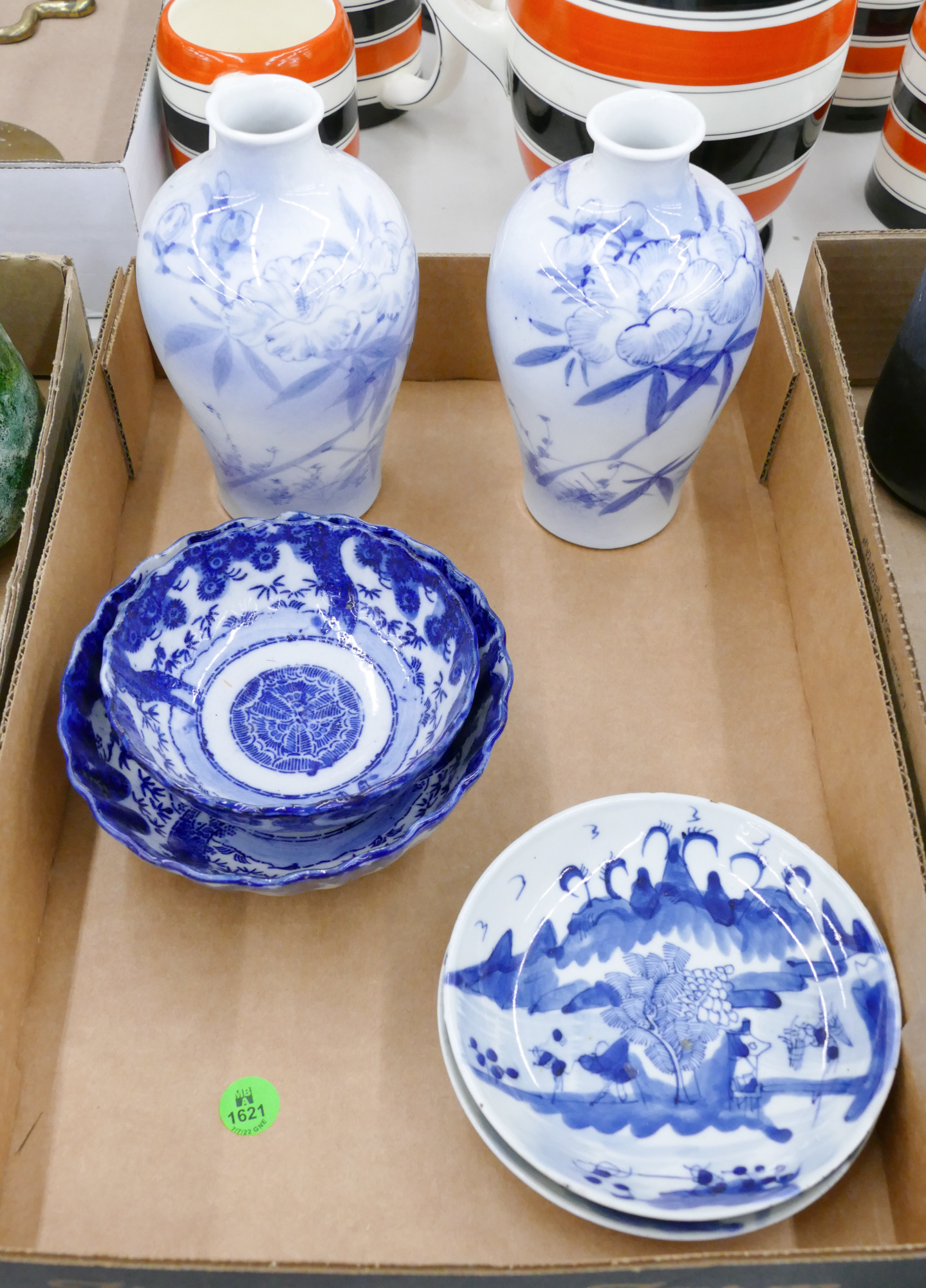 Appraisal: Box Japanese Blue and White Porcelain