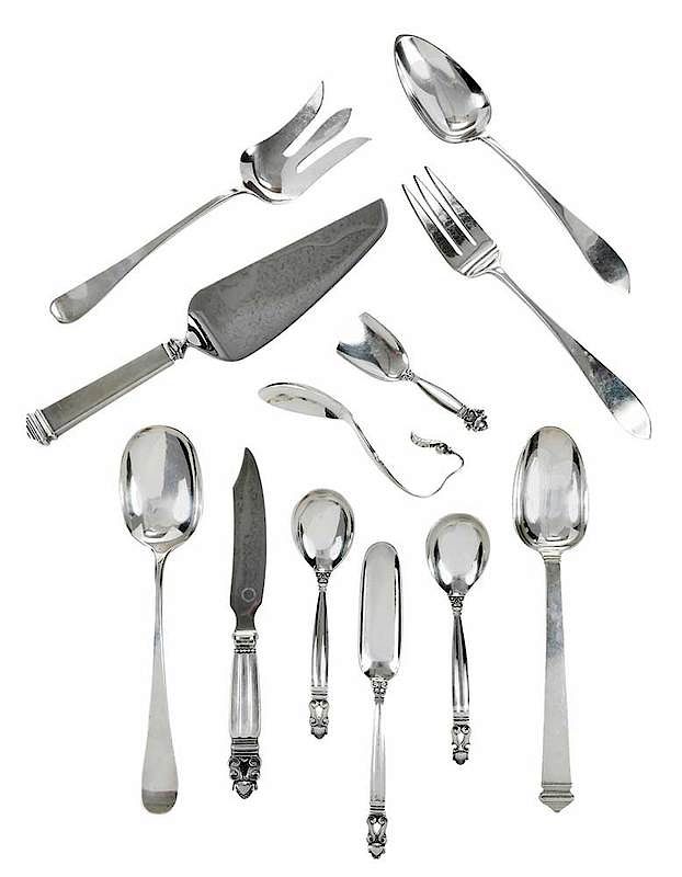 Appraisal: Pieces Sterling Flatware Tiffany Jensen th century Tiffany Co Hampton