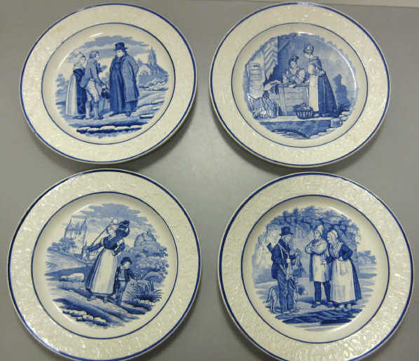 Appraisal: PAILLARD ET HAUTIN CHOISY-LE-ROY FRANCE Four high glazed faience plates